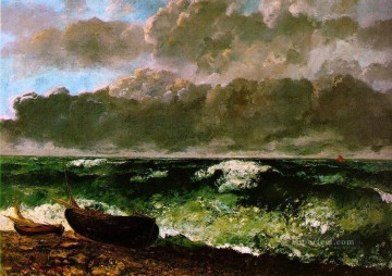El Mar Tempestuoso o La Ola Paisaje WBM Playa Gustave Courbet Pinturas al óleo